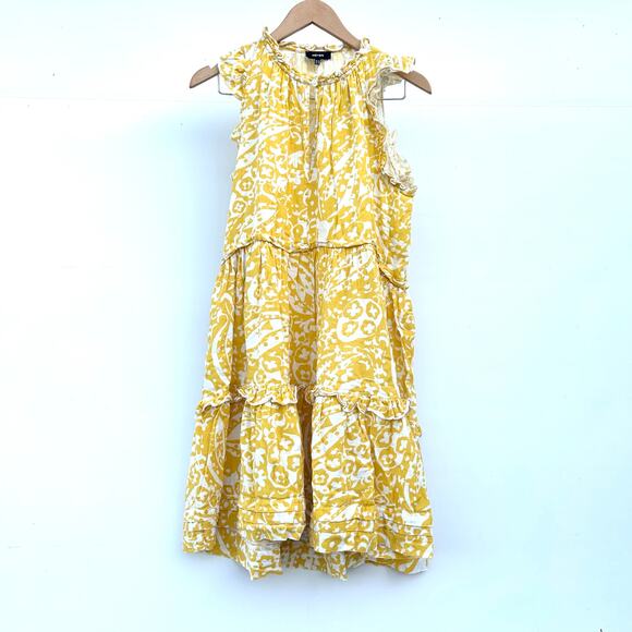 ME+EM Yellow Paisley Print Cheesecloth Frill Swing Dress Size 10 Ruffle Sundress - Picture 4 of 12